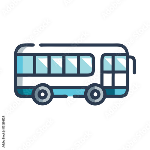 Blue Vector Bus Illustration - Transportation, Public Transit, School Bus
