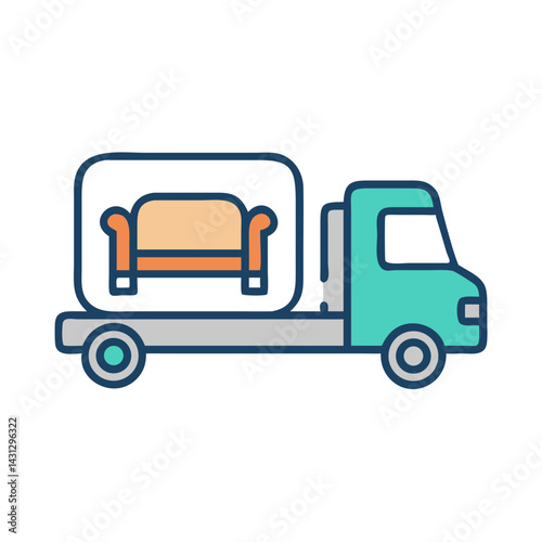 Furniture Delivery Truck Icon: Moving Company, Relocation Services, Moving Truck