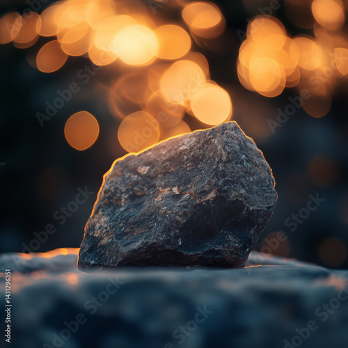 rock with bokeh background