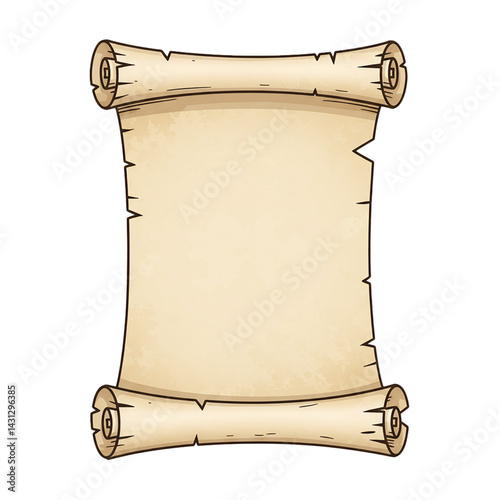 vector illustration open parchment scroll on white background	