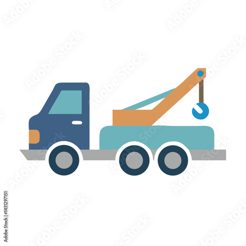 Cartoon Tow Truck Illustration on Black Background for Children's Designs
