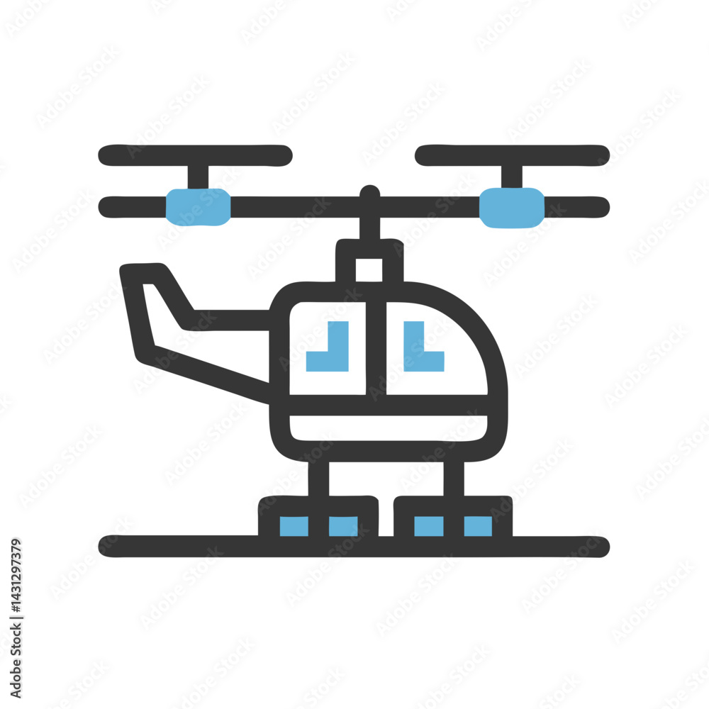 Helicopter Icon: Minimalist Vector Design for Aviation, Transport, and Graphics