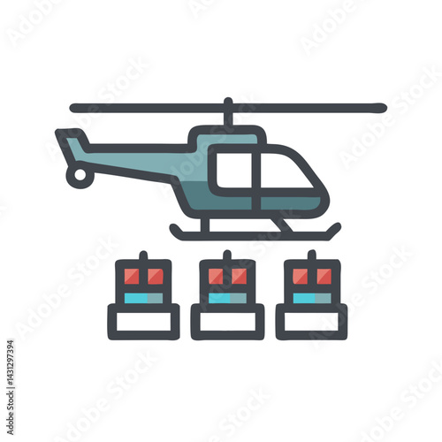 Helicopter Icon with Cargo - Air Transport, Delivery, and Logistics