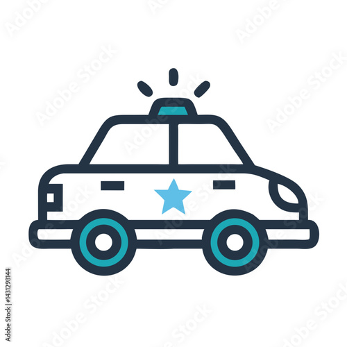 Modern Police Car Icon with Star Symbol - Law Enforcement Illustration