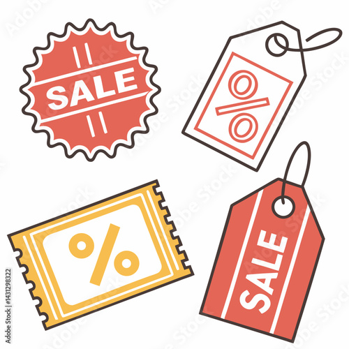 Sale And Discount Tags Icons Set Vector Illustration Isolated On White
