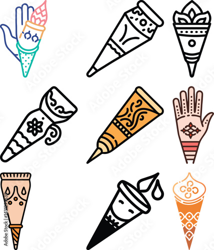 Eid Festival Mehndi Cone Icon Design vector illustration
