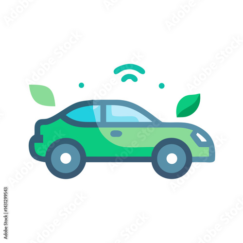 Eco-Friendly Smart Car: Electric Vehicle with Environmental Technology Illustration