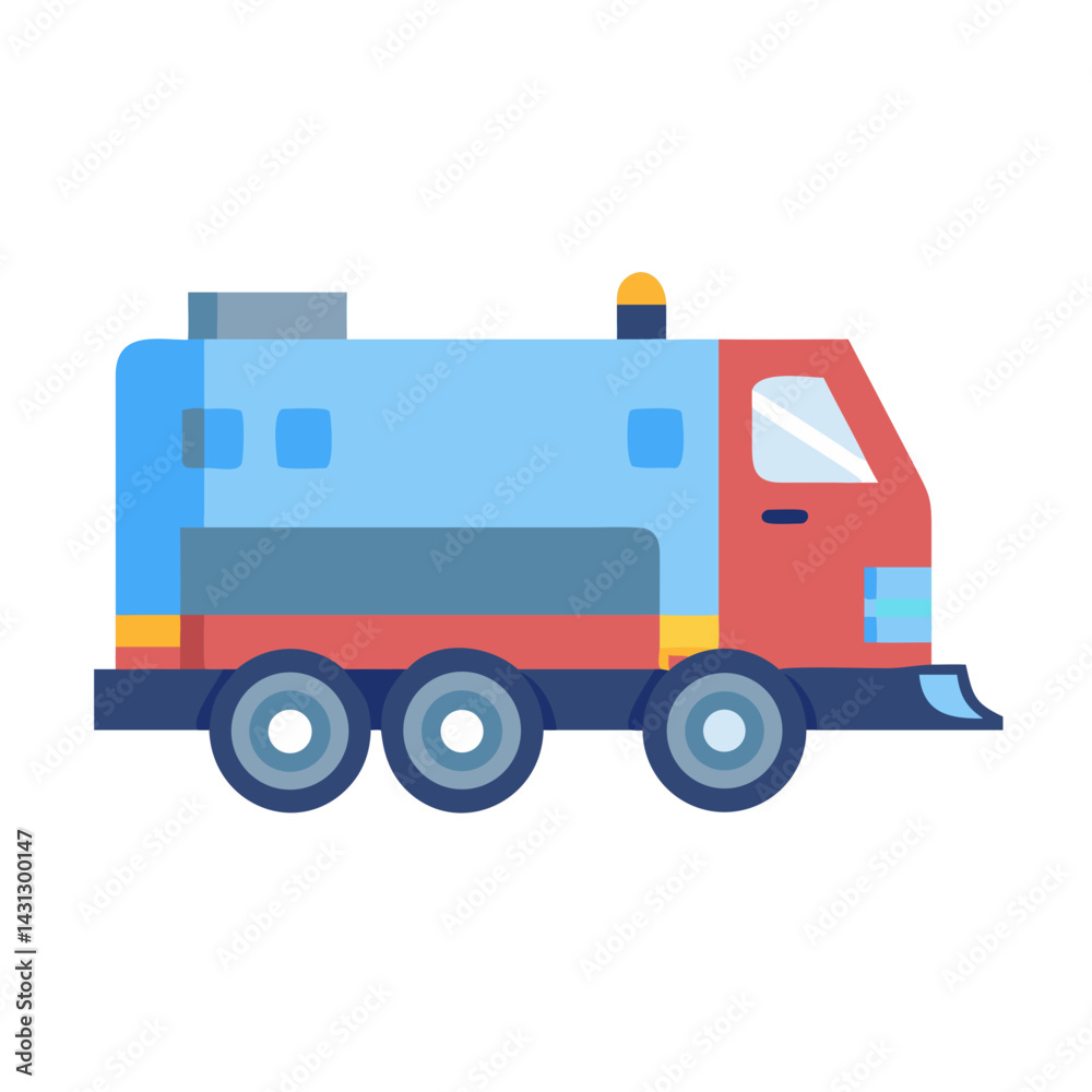 Fototapeta premium Cute Cartoon Snow Groomer Vector Illustration Isolated on Black Background