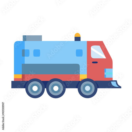 Cute Cartoon Snow Groomer Vector Illustration Isolated on Black Background
