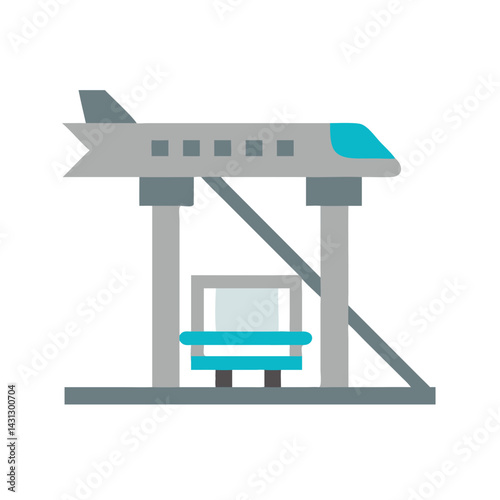 Abstract airplane ride at fairground or amusement park for children illustration