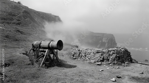 Battering Battering Coastal Scene Wooden Mist Grace