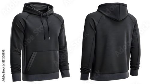 Black men's classic hoodie mockup front and back view, mockup