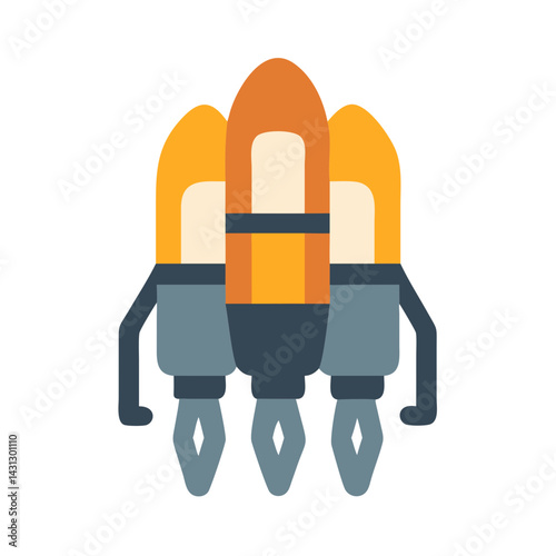 Cartoon Spacecraft with Three Engines - Illustration of Futuristic Technology