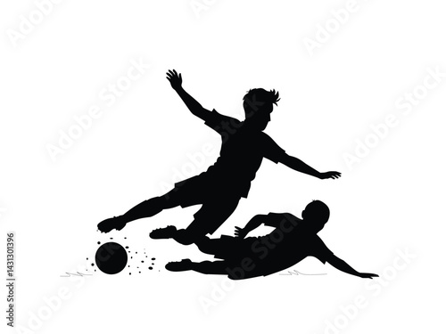 silhouette of a football player tackling an opponent