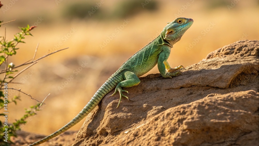 Naklejka premium lizard on the rock