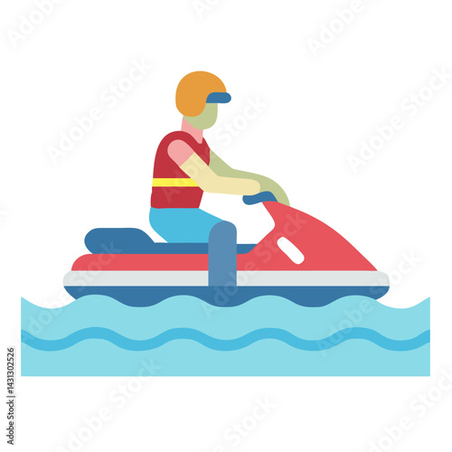 Vector Illustration of a Person on a Jet Ski in Water