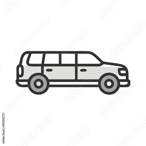 Off-Road Vehicle Illustration - Light Grey SUV with Black Outline on Black