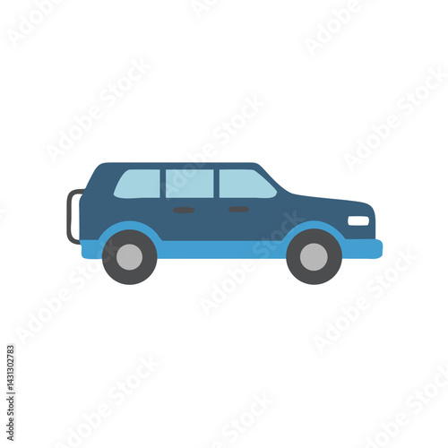 Blue SUV Illustration: Transportation, Automotive Design, and Vehicle Icon