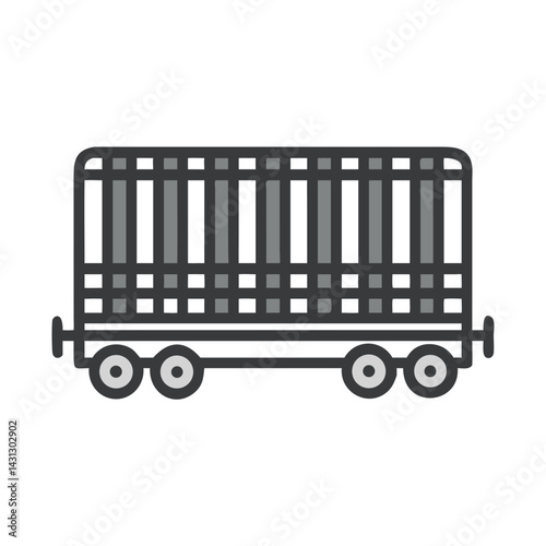 Freight Train Car Icon - Transportation, Industry, and Logistics Illustration