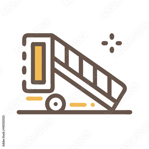 Mobile Airport Stair Icon: Passenger Boarding Equipment Illustration for Airline Services