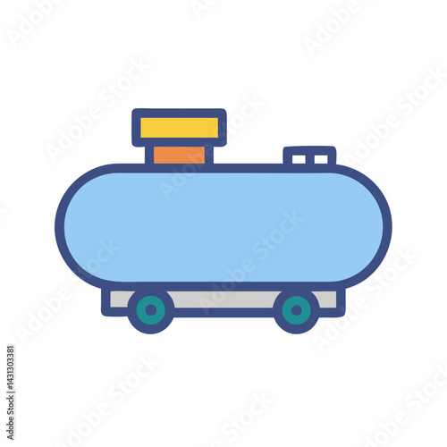 Cartoon Chemical Tank Car Icon: Illustration of a Train Car
