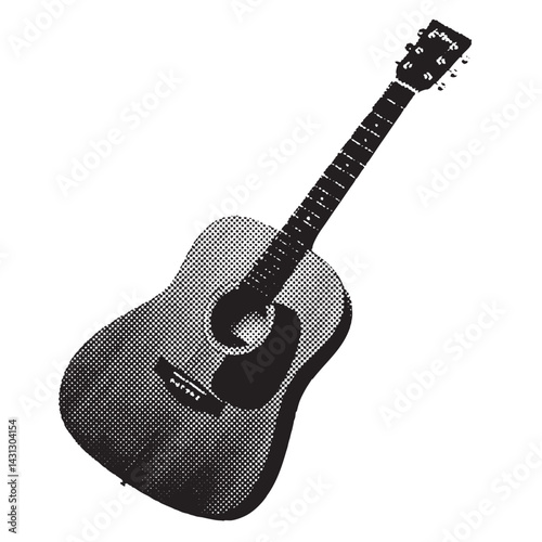 Acoustic guitar halftone grunge vector design element