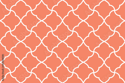 Flower geometric pattern. Seamless vector background. White and pink ornament