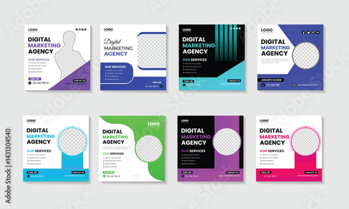 Digital Marketing Agency Social Media design bundle set 