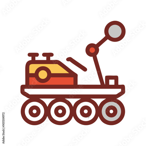 Mars Rover Icon Illustration on Black Background for Science and Exploration