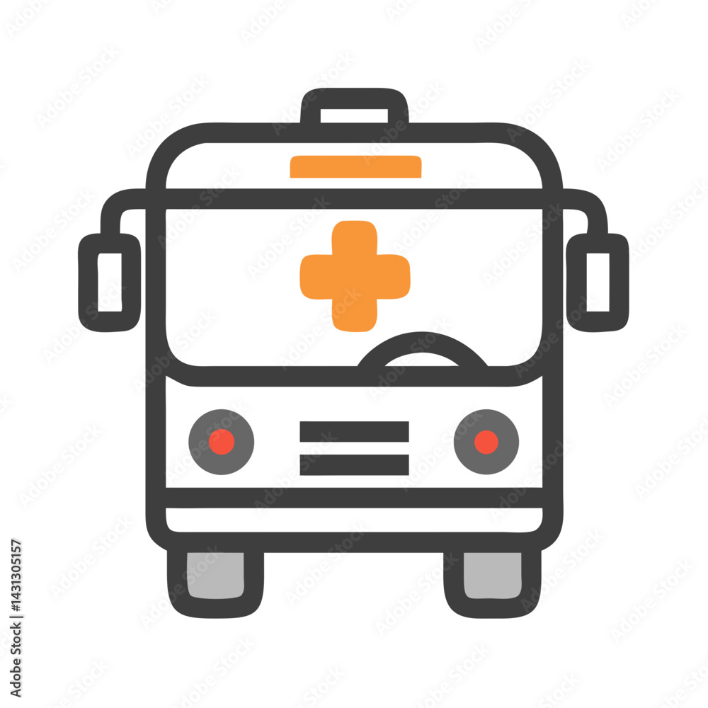 Minimalist Ambulance Bus Icon with Orange Cross on Black Background Minimalist Ambulance Bus Icon with Orange Cross on Black Background