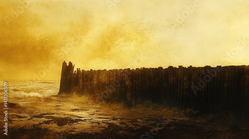 Battering Battering Tidal Moment Wooden Golden Wall