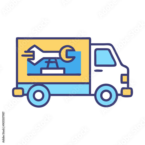 Mobile Mechanic Truck: Automotive Repair, On-Site Service Vehicle, Color Illustration