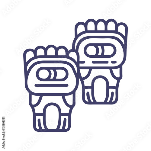 Stylized Line Art of Ancient Maya Figurines in Dark Blue and Black
