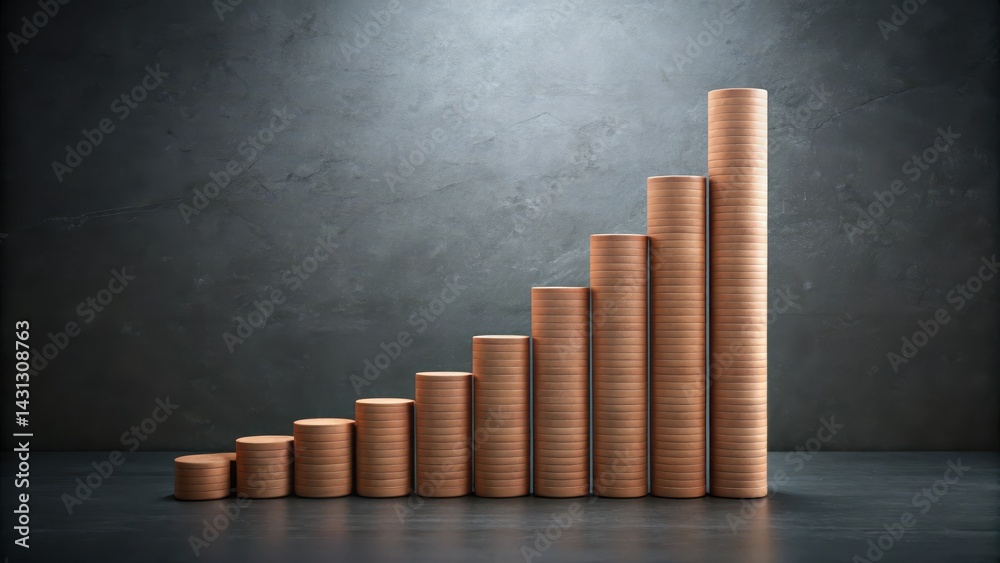 Detailed illustration of a clay render of a capital expenditures graph on a dark graphite background , investment Detailed illustration of a clay render of a capital expenditures graph on a dark graphite background , investment