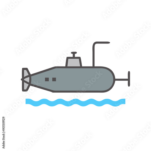 Submarine Illustration: Underwater Vessel in the Sea, Naval Transportation