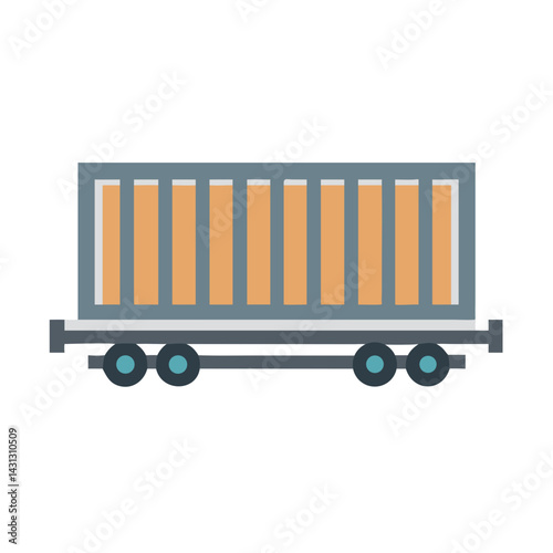 Isolated Flat Vector Graphic of a Train Car, Rail Transport Illustration