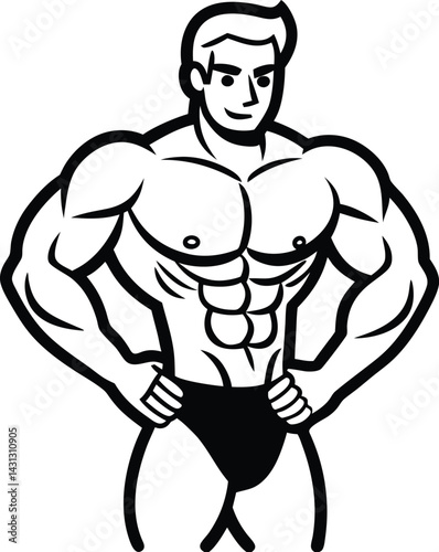 Strong and Fit Bodybuilding Man Illustration