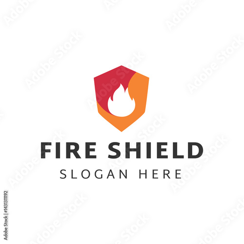 Shield Logo designs vector, Fire Shield logo designs concept isolated on white background.
