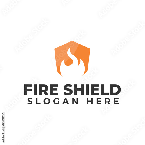 Shield Logo designs vector, Fire Shield logo designs concept isolated on white background.
