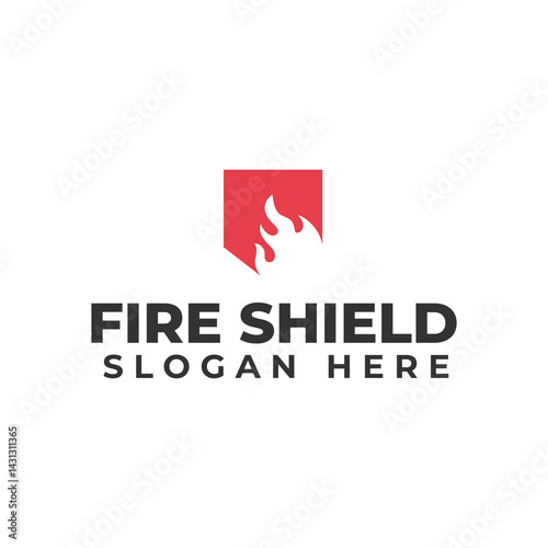 Shield Logo designs vector, Fire Shield logo designs concept isolated on white background.