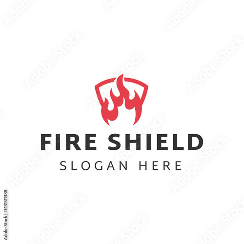 Shield Logo designs vector, Fire Shield logo designs concept isolated on white background.