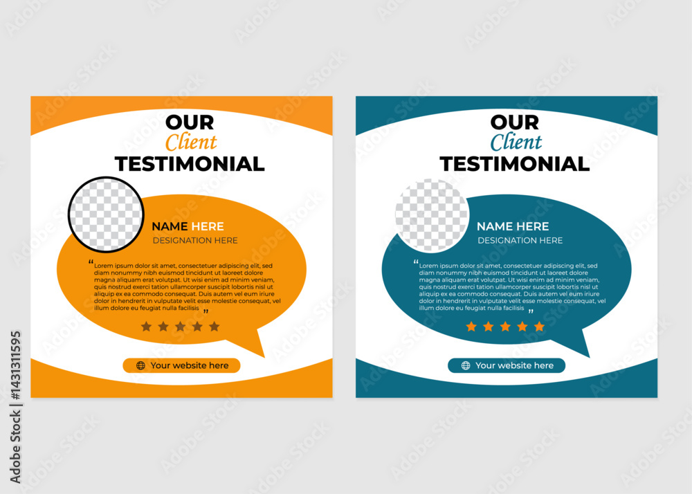 client testimonial or client review layout design for social web