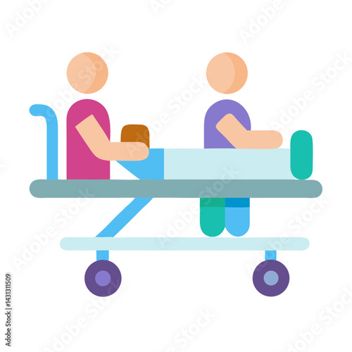 Patient on hospital gurney with doctors, medical transport, healthcare vector