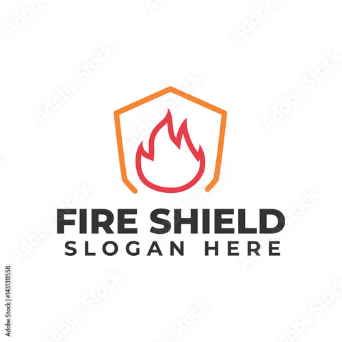 Shield Logo designs vector, Fire Shield logo designs concept isolated on white background.