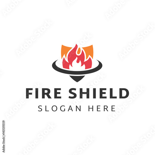 Shield Logo designs vector, Fire Shield logo designs concept isolated on white background.