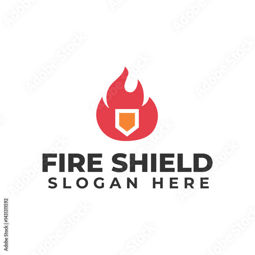 Shield Logo designs vector, Fire Shield logo designs concept isolated on white background.