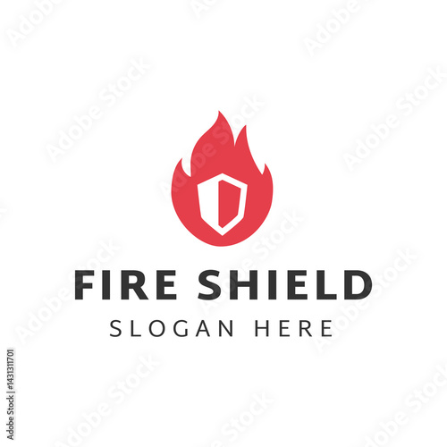 Shield Logo designs vector, Fire Shield logo designs concept isolated on white background.