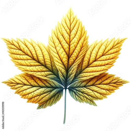 Watercolor yellow leaf leaves autumn fall , isolated on white background