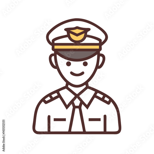 Cartoon Police Officer Icon Illustration on Black Background for Graphic Design