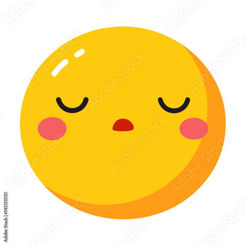 Sleepy Emoji Face Illustration With Rosy Cheeks For Digital Communication